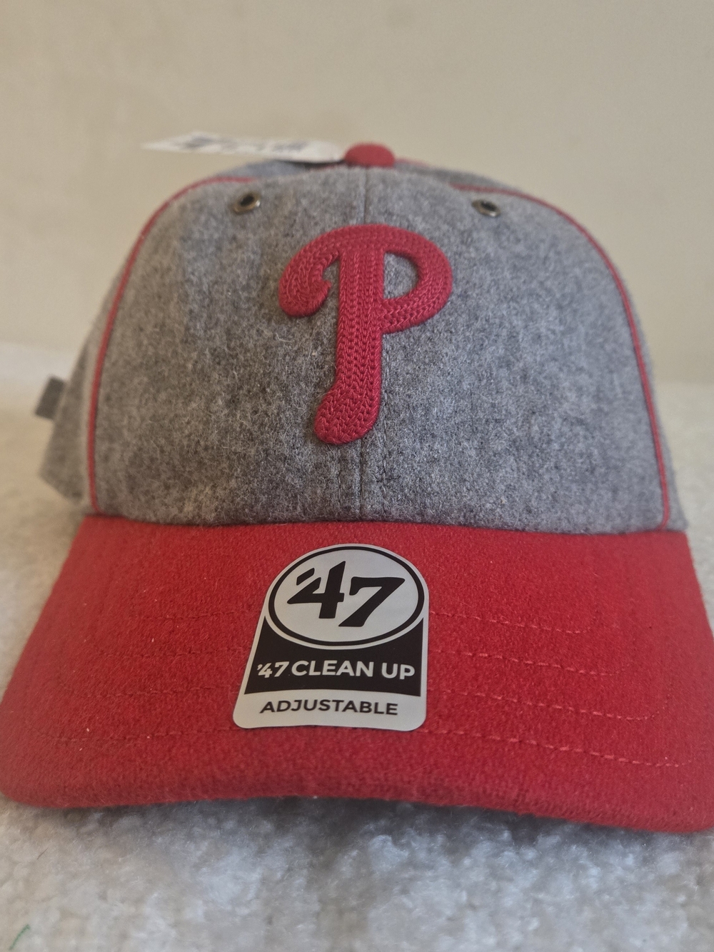 Men's Philadelphia Phillies '47 Gray Wool Adjustable Hat Bright Red NWT!